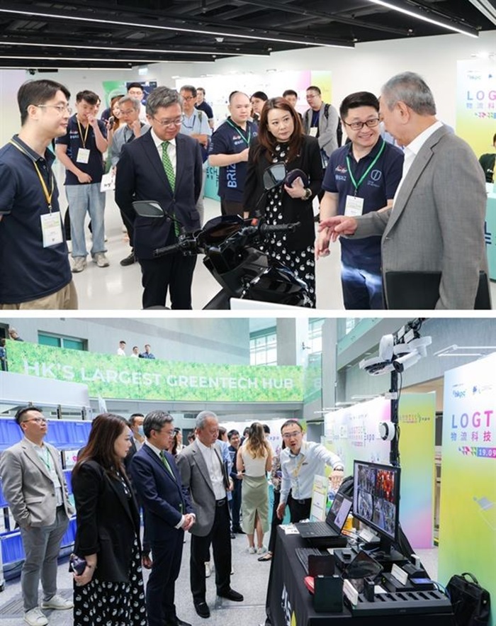 香港特別行政區政府運輸及物流局常任秘書長蔡傑銘先生、生產力局首席市場總監兼新世代企業及技能發展部總經理馮嘉寶女士及立法會議員易志明先生,GBS,JP與一眾嘉賓參觀「物流科技博覽2025」展位,參展商現場演示智慧物流科技應用,展現行業創新活力。 香港特別行政區政府運輸及物流局常任秘書長蔡傑銘先生、生產力局首席市場總監兼新世代企業及技能發展部總經理馮嘉寶女士及立法會議員易志明先生,GBS,JP與一眾嘉賓參觀「物流科技博覽2025」展位,參展商現場演示智慧物流科技應用,展現行業創新活力。