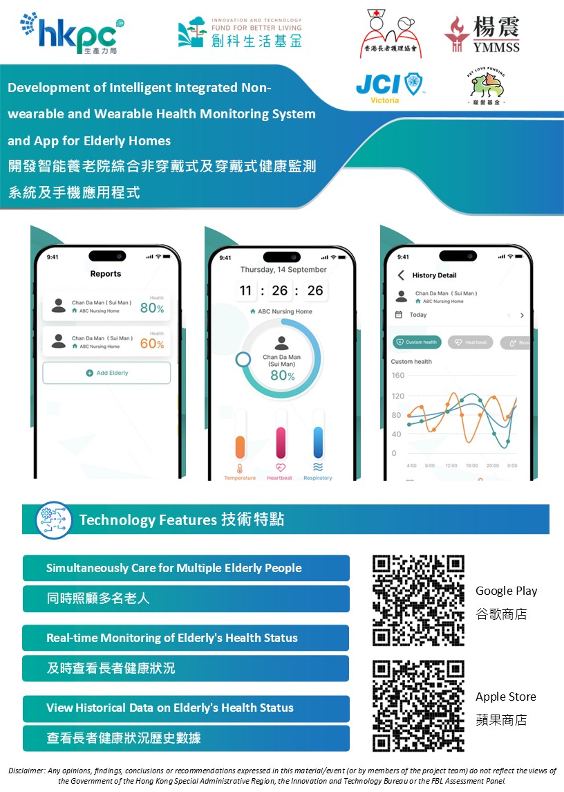 智能养老院综合非穿戴式及穿戴式健康监测系统及手机应用程序