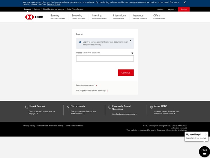假冒滙豐的官方網頁以偷取用戶的帳號和密碼等敏感資訊