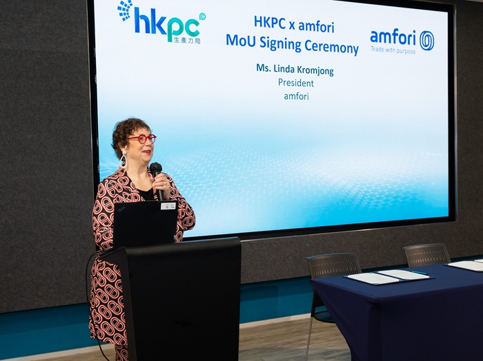 全球贸易协会（amfori）总裁Linda Kromjong女士致辞。