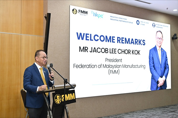 马来西亚制造业联合总会总会长李祖国先生致辞，并憧憬未来马来西亚与香港企业能在研发（R&D）方面开展合作、测试新技术，并针对新兴挑战共同创造解决方案。