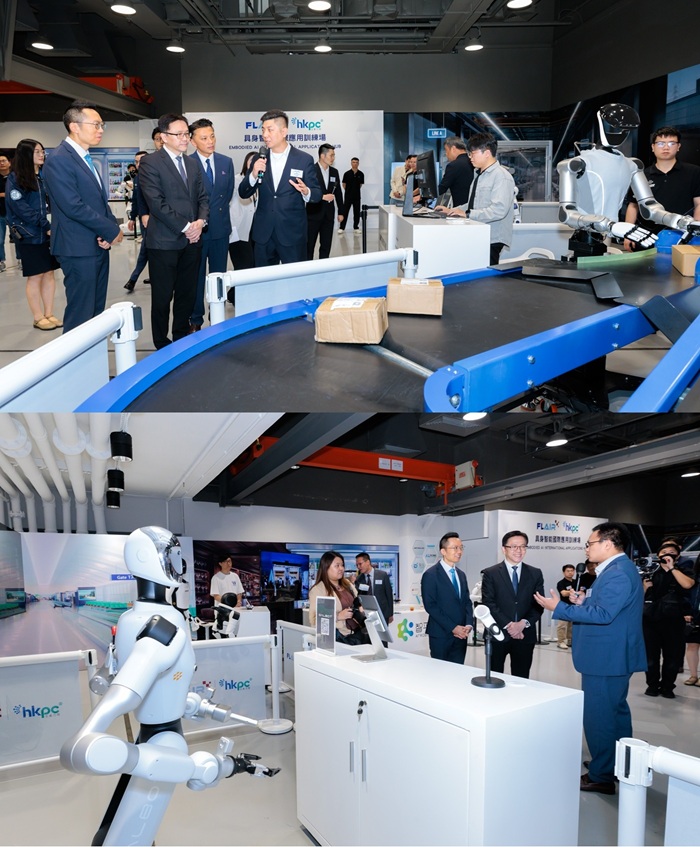 Professor SUN Dong, JP, Secretary for Innovation, Technology and Industry of the HKSAR Government, toured the Embodied AI International Applications Hub and explored real-world applications of embodied AI technologies in logistics sorting, smart manufacturing, retail services and education.