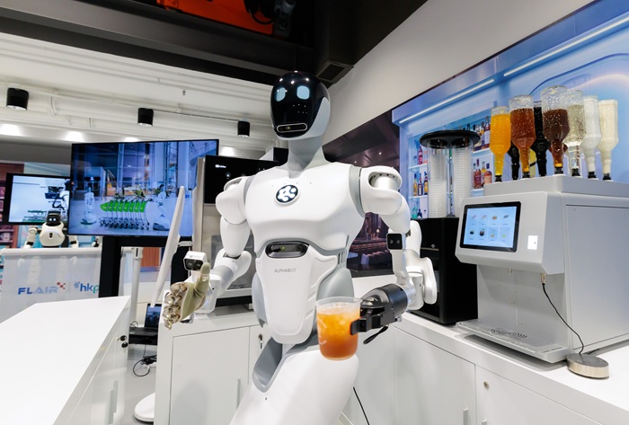 AI Squared Robotics (Shenzhen) Co., Ltd. showcased its AlphaBot 2 general-purpose intelligent robot, powered by the embodied foundation model AlphaBrain, demonstrating practical applications in retail and food-and-beverage service scenarios.